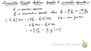 Commutation relation of position and momentum operator quantum mechanics [upl. by Eiluj]