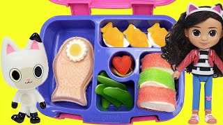 Gabbys Dollhouse Packs School Lunch with Cakey and CatRat Dolls [upl. by Hovey]