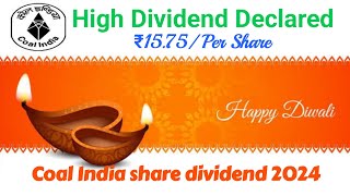 Rs 1575 Per Share Dividend  Coal India dividend 2024  Coal India share latest news  COAL INDIA [upl. by Shermy120]