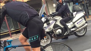 Aussie cop vs Cyclist KEEP TO THE BIKE LANE [upl. by Aneeb638]