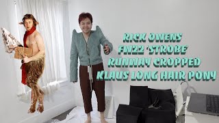 Rick Owens FW22 Strobe Runway Cropped Klaus Long Hair Pony Jacket  First impression  Makasy Tan [upl. by Chemar443]