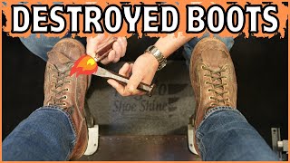 DESTROYED Boots Brought Back To Life  Angelo Shoe Shine ASMR [upl. by Kirsch533]