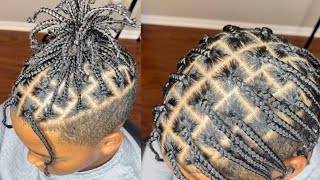 How To Box Braids On Boys Hair  Individual Single Braids [upl. by Axela]