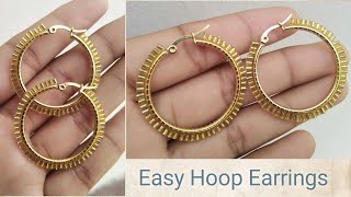 Diy Hoop Earrings Golden Pipe Beads Earrings Simple And Easy Hoop Earrings Saima Create Ideas [upl. by An807]