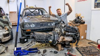 MANUAL SWAP ON THE V8 BMW E30  E30 V8 SWAP  PART 6 [upl. by Seltzer]