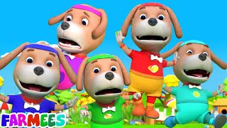 Five Little Dogs Jumping On The Bed Nursery Rhyme And Kids Song by Farmees Sing Along [upl. by Giffer]