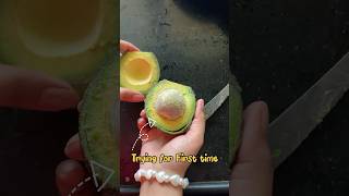 Trying avocado for first time 🥑😉❤️True review shorts avocado youtubeshorts review ￼ [upl. by Teerprah]