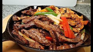 Easy Beef Fajitas Recipe  Stove Top Beef and Chicken Fajitas [upl. by Hallock]