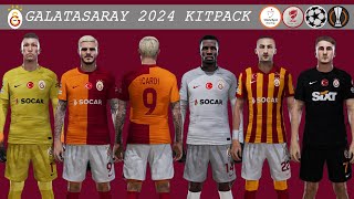 Galatasaray SK New Season Full Kitpack 2024 PES2021 Sider Forma Yaması pes2021 galatasaray kits [upl. by Eenehs]