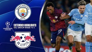 Man City vs RB Leipzig Extended Highlights  UCL Group Stage MD 5  CBS Sports Golazo [upl. by Neerom]