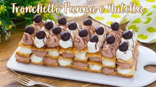 Tronchetto di Sfoglia con Panna e Nutella  Ricetta Dolce Veloce Senza Cottura  55Winston55 [upl. by Derfiniw]