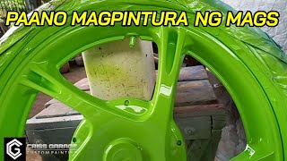 MAGS REPAINT MIO  PAANO MAGPINTURA NG MAGS SA MOTOR  YELLOW GREEN [upl. by Rosalie200]