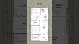 24×45 House Plan  24×45 House Design  24×45 Floor Plan  floorplan houseplan shorts [upl. by Ydisahc]