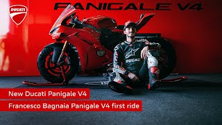 Francesco Bagnaia  New Panigale V4  First Ride [upl. by Yvon]