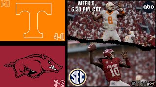 4 Tennessee vs Arkansas  Week 6 Simulation  College Football 25 [upl. by Enerak931]