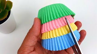 Cupcake case flower craft  How to make a flower using a cupcake case  Simple flower craft tutorial [upl. by Isnan40]