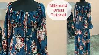 Learn How To Make Milkmaid Dress  How To Cut And Sew A Milkmaid Dress  How To sew A Dress Tutorial [upl. by Cung490]