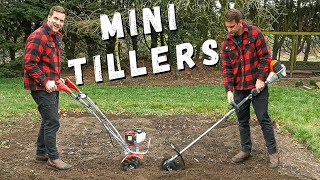 Mini Tillers Are they the same Are they Good Stihl  Mantis  EGO  EuroSystems [upl. by Nosemyaj]