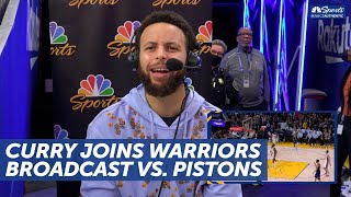 Best of Steph Currys appearance on Warriors broadcast vs Pistons  NBC Sports Bay Area [upl. by Cullan23]