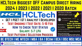 HCLTech Biggest Freshers Mass Hiring 2024 2023 2022 2021 2020 Batch GET GT PGET Role Exam Date [upl. by Luckin]