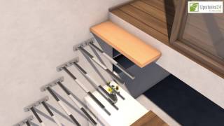 Escalier flottant  suspendu en Kit Sydney  wwwupstairs24fr [upl. by Elraet]