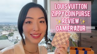 LOUIS VUITTON ZIPPY COIN PURSE IN DAMIER AZUR REVIEW ✨ Everyday Utility Wallet [upl. by Anitsyrk]