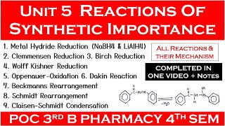 Unit 5 Reactions of synthetic importance complete  pharmaceutical organic chemistry 4th semester [upl. by Ynned]