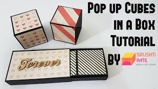 Pop up Cubes in a box Tutorial by Srushti Patil  Simple method  Valentine Special [upl. by Madelene954]