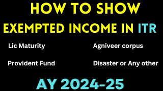 How to Show Exempted Income in ITR1 AY 202425 II Exempted Income II [upl. by Nameloc437]