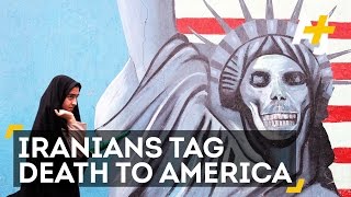 Iranians Tag Death to America Graffiti Again On Former US Embassy [upl. by Acirdna]