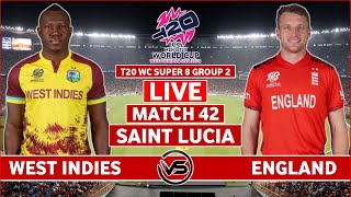 ICC T20 World Cup 2024 Live England vs West Indies Live  ENG vs WI Live Scores amp Commentary [upl. by Dekow]