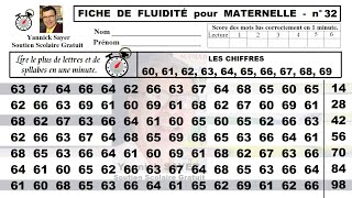 Fluidité en lecture pour Maternelles  Fiche de chiffres de 60 à 69  32 [upl. by Thenna]