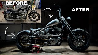 Harley Davidson Sportster to Hardtail Bobber Fabrication Build in 20 Minutes [upl. by Jaella]