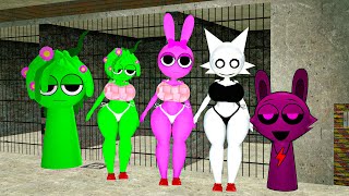 SPRUNKI ESCAPE POLICE PARTY MISS PINKY and Miss WENDA Party in Garrys Mod [upl. by Enyaj287]