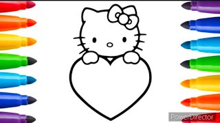 Cute Hello Kitty Drawing  Hello Kitty Holding a Heart❤️  Hello Kitty drawing for Kids amp Toddlers [upl. by Seif255]