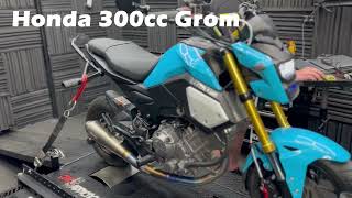 Honda Grom 300cc aRacer ECU Dyno Tune HP Pulls Flames 30HP Mad Bike Chimera Billet Intake Werkd [upl. by Enaile]