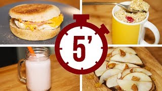 PETIT‑DÉJEUNER  4 RECETTES À FAIRE EN 5 MINUTES [upl. by Gradeigh]