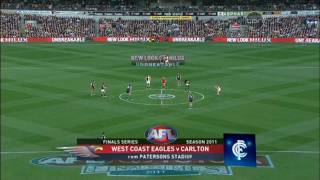 West Coast Eagles vs Carlton Semi Final 2011 First Half Highlights [upl. by Ysdnyl248]