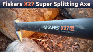 Fiskars X27 Super Splitting Axe  long hardwood logs workout [upl. by Volin]