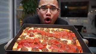 Now This Is The Perfect PAN MEATBALL PIZZA RECIPE [upl. by Adianez]