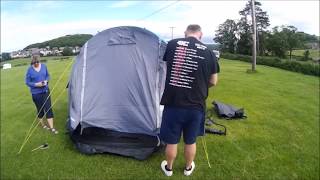 Putting up the new inflatable tent  Dinarth Hall campsite  Benny Hill Style [upl. by Damon]