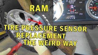 RAM TIRE PRESSURE SENSOR REPLACEMENT THE WEIRD WAY [upl. by Ellednahc543]