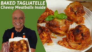 Baked Tagliatelle Nests with Cheesy Meatballs  Simple Italian Comfort Food Recipe [upl. by Andrea]