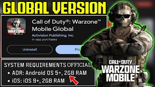 Warzone Mobile Global Version New Minimum Requirements Android amp iOS 2GB Ram Cod Warzone Mobile [upl. by Ykcir]