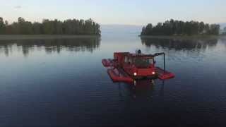 Fantastic offroad vehicle BV206 with pontoons amphibious test with full load [upl. by Plafker445]