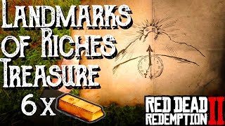 RDR2 Landmarks of Riches Treasure  EASY 6x Gold Bars 3000 Map Locations and Full Guide [upl. by Nevar]