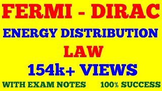 FERMI DIRAC ENERGY DISTRIBUTION LAW  STATISTICAL PHYSICS  WITH EXAM NOTES [upl. by Notpmah]