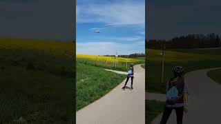 Planespotter roller skater and business jet final approach near Zurich airport and Oberglatt [upl. by Ysle497]