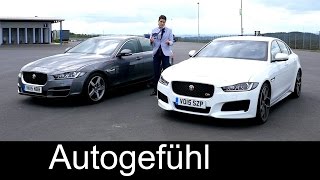 Allnew Jaguar XE S V6 vs XE 20d Ingenium Portfolio FULL REVIEW test driven 2016 [upl. by Sola712]