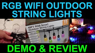 XMCOSY RGB Smart Outdoor WiFi String Lights Acrylic Bulbs Unboxing Demo Review [upl. by Suellen439]